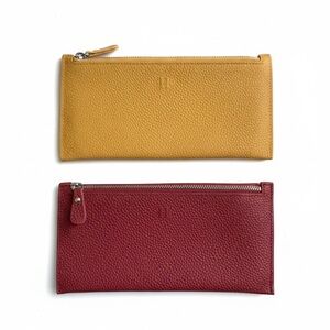 H Yellow and Red Faux Leather Zipper Pouches